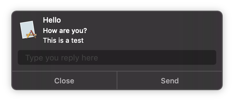 A notification with reply — focus