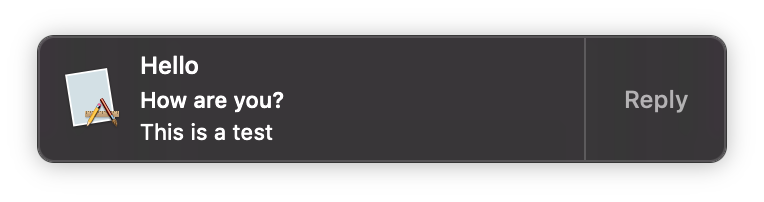 A notification with reply — hover