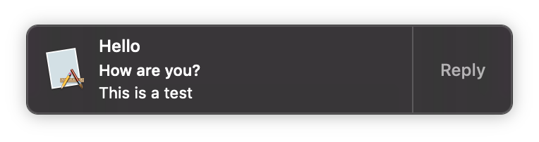 A notification with reply — hover